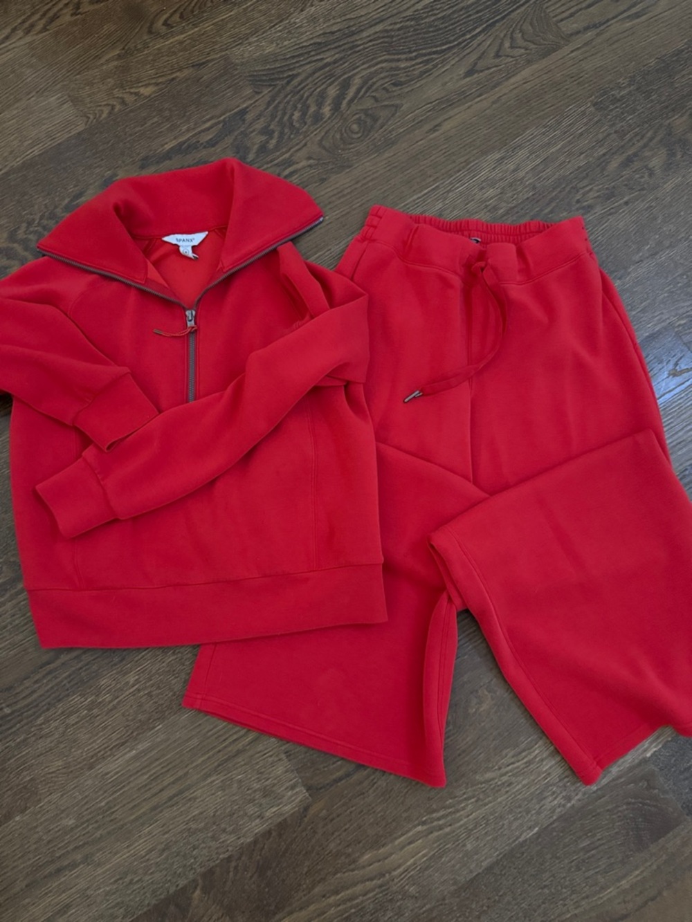 Red Quarter-Zip Pullover & Drawstring PantsSet SPANX